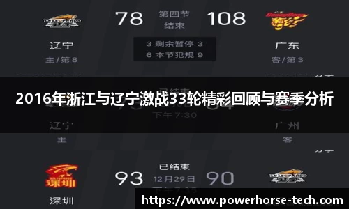 2016年浙江与辽宁激战33轮精彩回顾与赛季分析